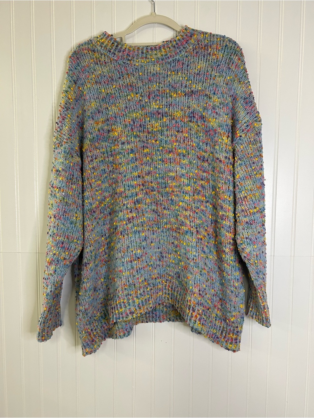 SHEIN Curve Light Blue Multicolor Speckled Crewneck Sweater Size 2X